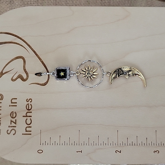 Celestial Two-Tone Drop Earrings, 925 wires - Picture 4 of 12